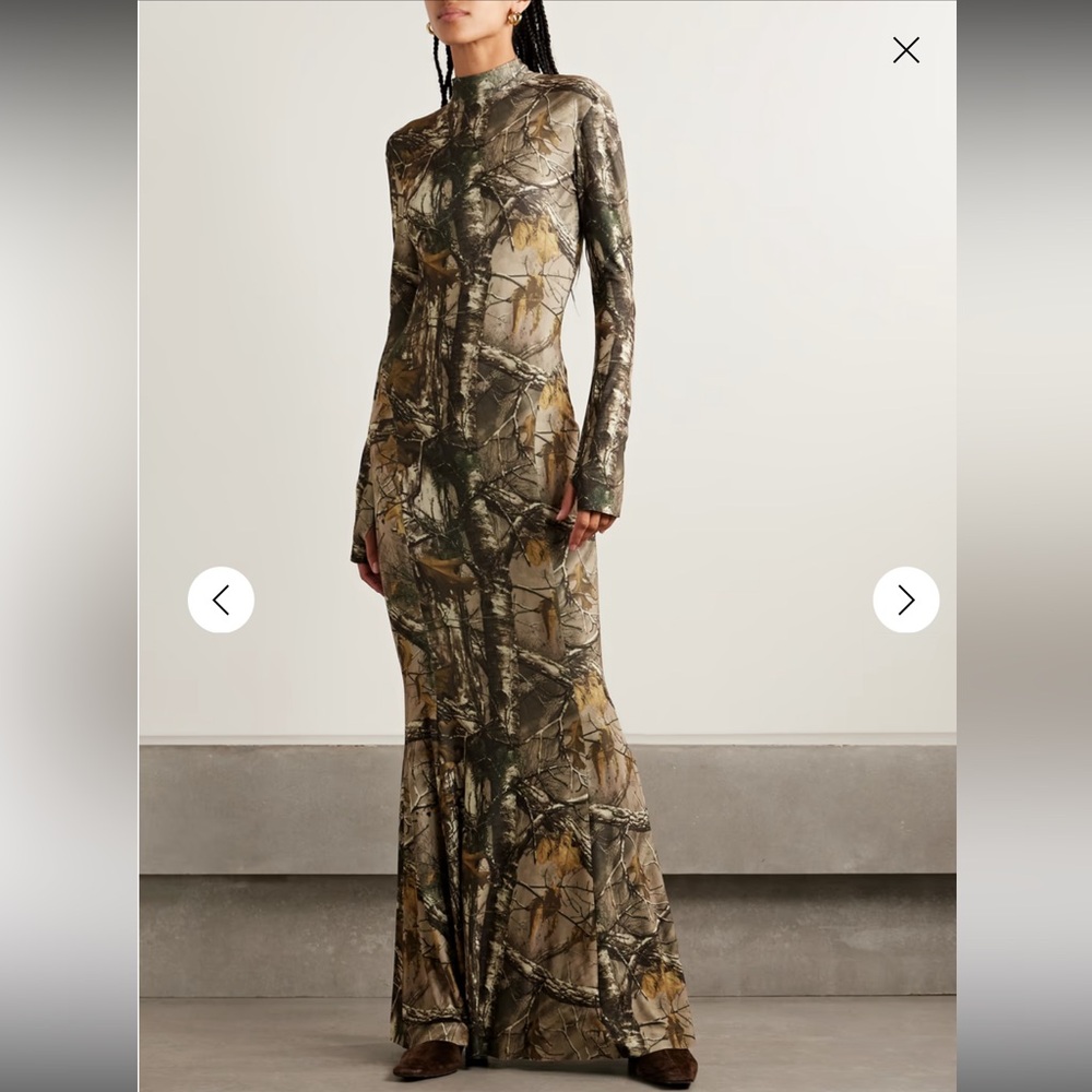 Norma Kamali Camouflage Long Sleeve Maxi Dress XL *BRAND NEW* - Picture 3 of 9